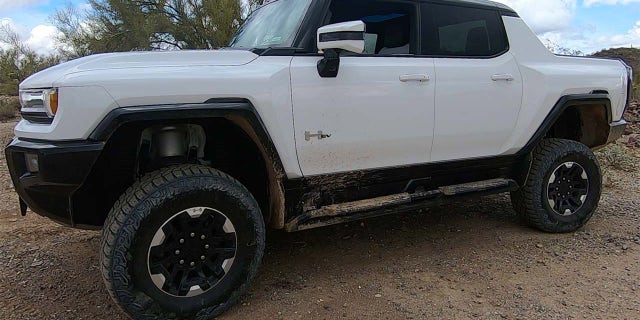 The GMC Hummer EV's air suspension can lift it six inches in Extract mode to get over particularly difficult obstacles.