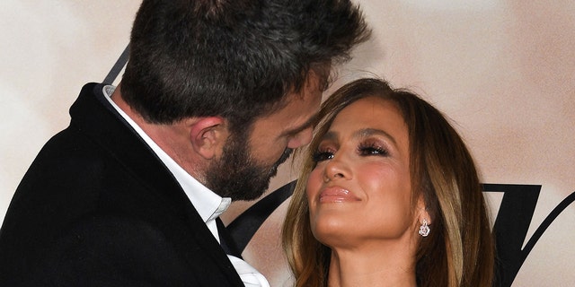 Jennifer Lopez and Ben Affleck arrive for a special screening of "Marry Me" at the Directors Guild of America (DGA) in Los Angeles, February 8, 2022. 