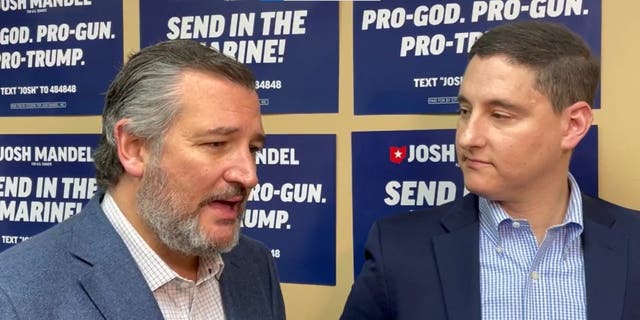 Sen. Ted Cruz, R-Texas, campaigns with GOP Senate candidate and former Ohio state treasurer Josh Mandel in Kettering, Ohio on Friday, April 29, 2022.