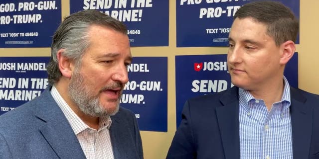 Sen. Ted Cruz, R-Texas, campaigns with GOP Senate candidate and former Ohio state treasurer Josh Mandel in Kettering, Ohio on Friday, April 29, 2022.