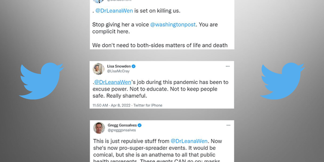 A compilation of Twitter reactions to Dr. Leana Wen's April 7, 2022 post about allowing large events to continue amid COVID-19 as the world trends toward a "new normal."