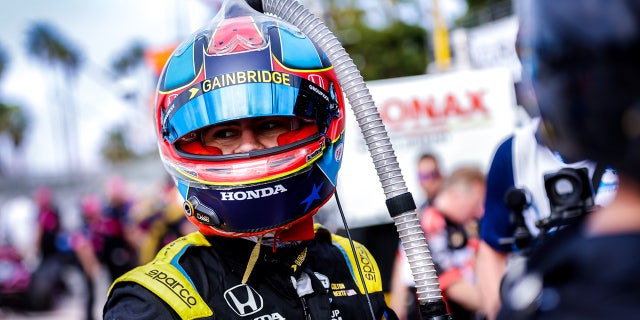 Pole-sitter Colton Herta crashed out of contention late in the IndyCar race at Long Beach.