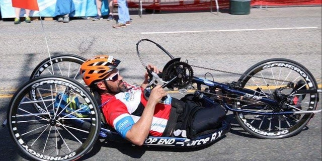 Boston Marathon bombing survivor Marc Fucarile participates in the 2017 race, on April 17, 2017. (Marc Fucarile)