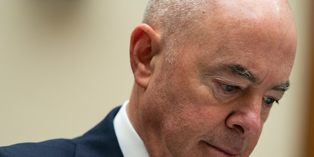 Homeland Security Secretary Alejandro Mayorkas pauses during testimony before the House Judiciary Committee, on Capitol Hill, Thursday, April 28, 2022, in Washington. (AP Photo/Evan Vucci)