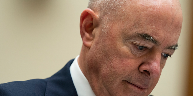 Homeland Security Secretary Alejandro Mayorkas pauses during testimony before the House Judiciary Committee, on Capitol Hill, Thursday, April 28, 2022, in Washington. (AP Photo/Evan Vucci)