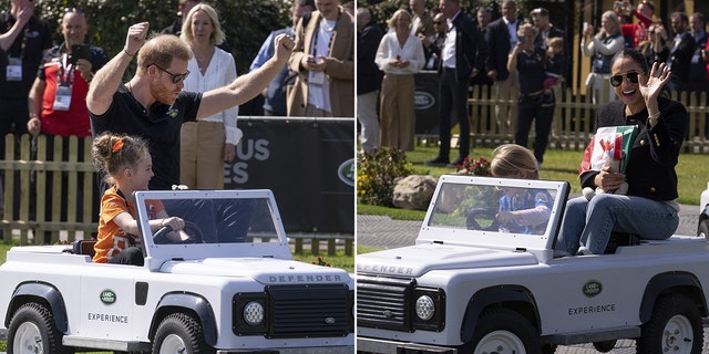 Prințul Harry și Meghan Markle participă la Land Rover Driving Challenge la locul Jocurilor Invictus din Haga, Olanda, sâmbătă, 16 aprilie 2022. 