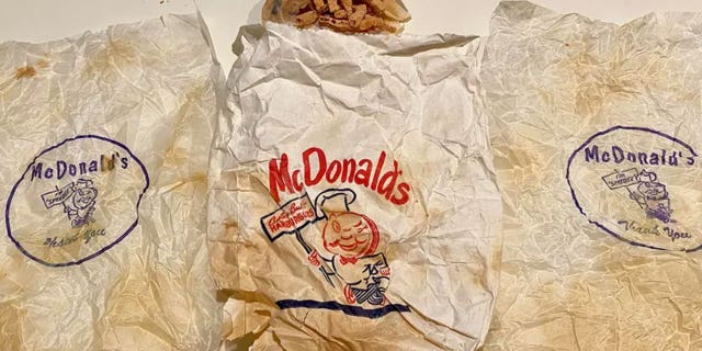 Decades-old McDonalds found in bathroom wall during a home renovation project. (Rob Jones)