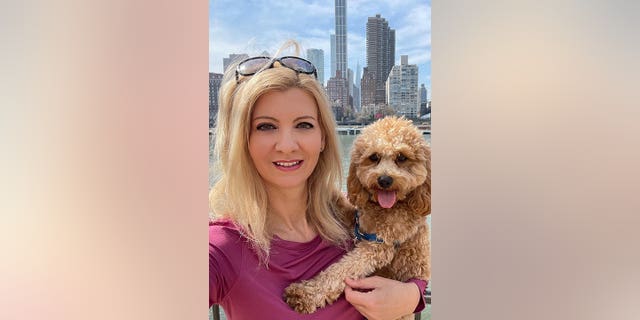 Orsolya Gaal posts a selfie with her dog on April 13, 2022.