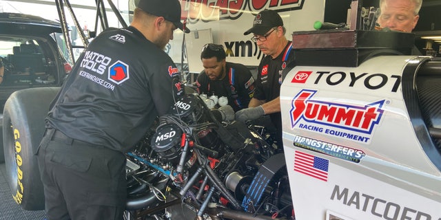 The National Hot Rod Association held its Four-Wide Nationals event in Las Vegas April 1-3. They also offer amateur drivers the opportunity to race. (Ashley Soriano/Fox News)
