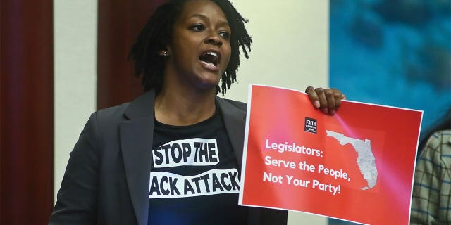 Rep. Angie Nixon, D-Jacksonville breaks up a debate on Senate Bill 2-C: Establishing the Congressional Districts of the State in the House of Representatives on Thursday, April 21, 2022.