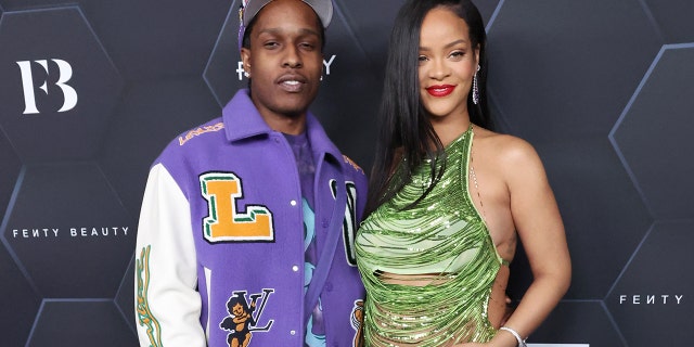 A$AP Rocky and Rihanna pose for a picture as they celebrate her beauty brands Fenty Beauty and Fenty Skin in February.