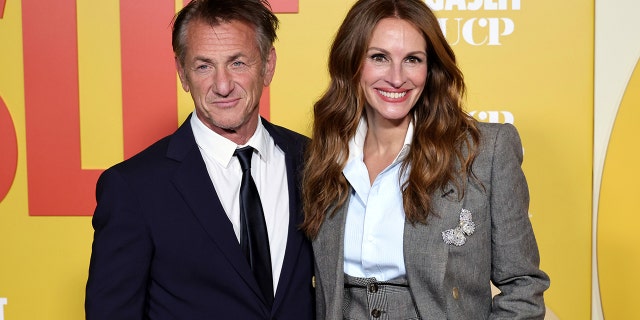 Sean Penn and Julia Roberts attend the "Gaslit" world premiere on April 18, 2022, in New York City.