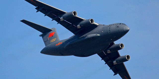 A Y-20 transport aircraft of the Chinese People's Liberation Army Air Force performs during the 12th China International Aviation and Aerospace Exhibition in Zhuhai city, southern China, Nov. 7, 2018.