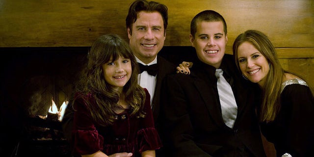 John Travolta and his family, daughter Ella, son Jett and wife Kelly Preston in an undated family photo.