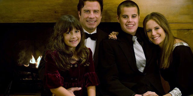 John Travolta and his family, daughter Ella, son Jett and wife Kelly Preston in an undated family photo.