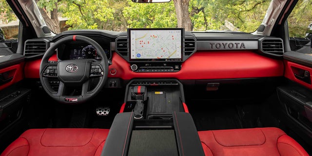 A 14-inch touchscreen infotainment system anchors the Tundra's cabin.