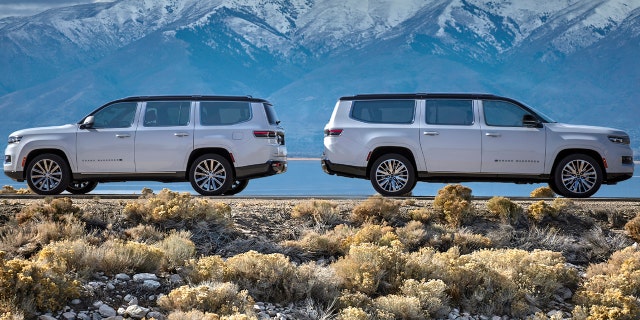 The Grand Wagoneer L on the left is a foot longer than the standard Grand Wagoneer.