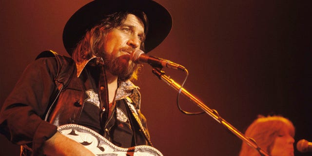 Country singer Waylon Jennings performs at Alex Cooley's Capri Ballroom in February 1979.