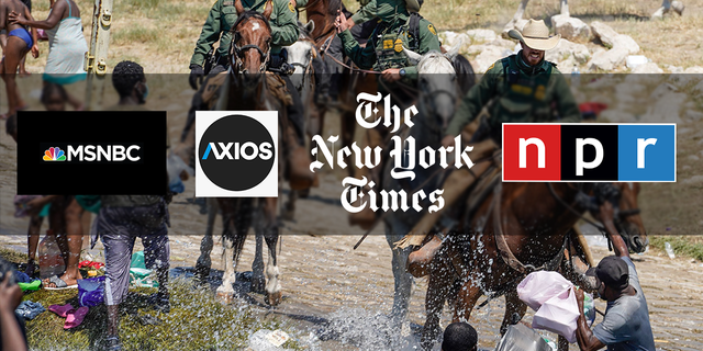 United States Border Patrol agents on horseback tries to stop Haitian migrants from entering an encampment on the banks of the Rio Grande. 