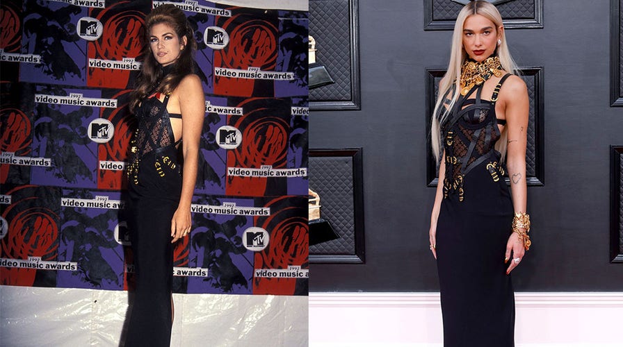 Cindy Crawford shares throwback image in the same Versace dress Dua Lipa wore to the 2022 Grammys 
