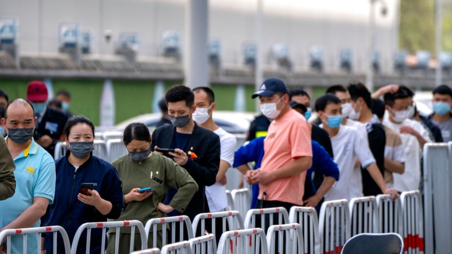 People in line at a Beijing coronavirus testing facility