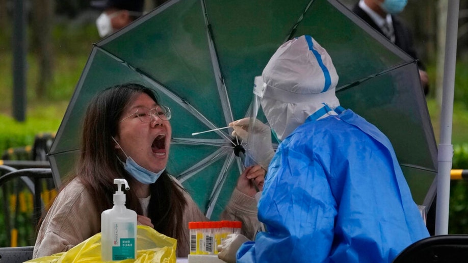 A COVID swab test in Beijing