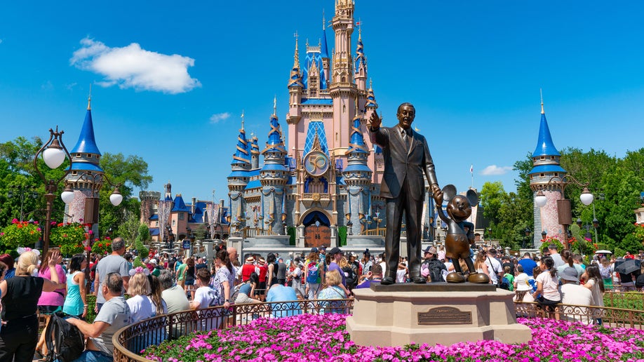 General views of the Walt Disney 'Partners' statue at Magic Kingdom, celebrating its 50th anniversary