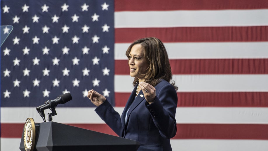 U.S. Vice President Kamala Harris speaks after meeting with members of the maternal health care workforce in the William J. Rutter Center at the University of California