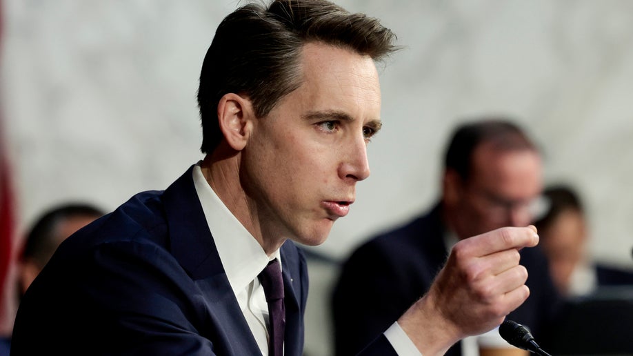 Sen. Josh Hawley (R-MO) speaks during a Senate Judiciary Committee business meeting to vote on Supreme Court nominee Judge Ketanji Brown Jackson on Capitol Hill, April 4, 2022 in Washington, DC. A confirmation vote from the full Senate will come later this week. 