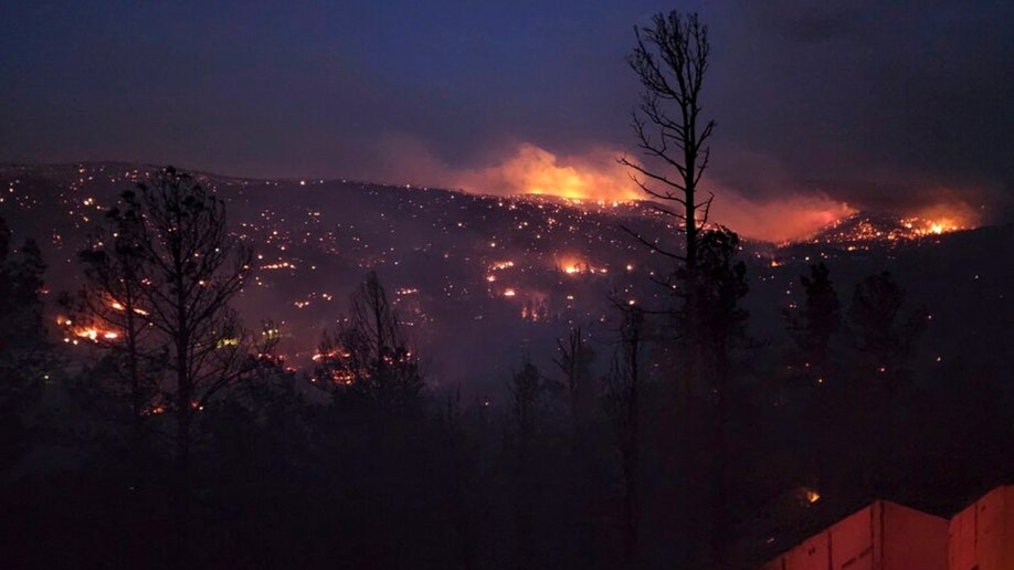 Fire burning in the hillside of Ruidoso, New Mexico