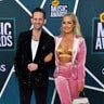 Tyler Cain and Meghan Linsey arrive at the 2022 CMT Music Awards.