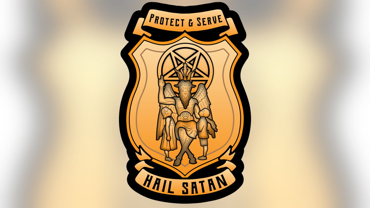 A satanic police badge being sent to Haven, Kansas