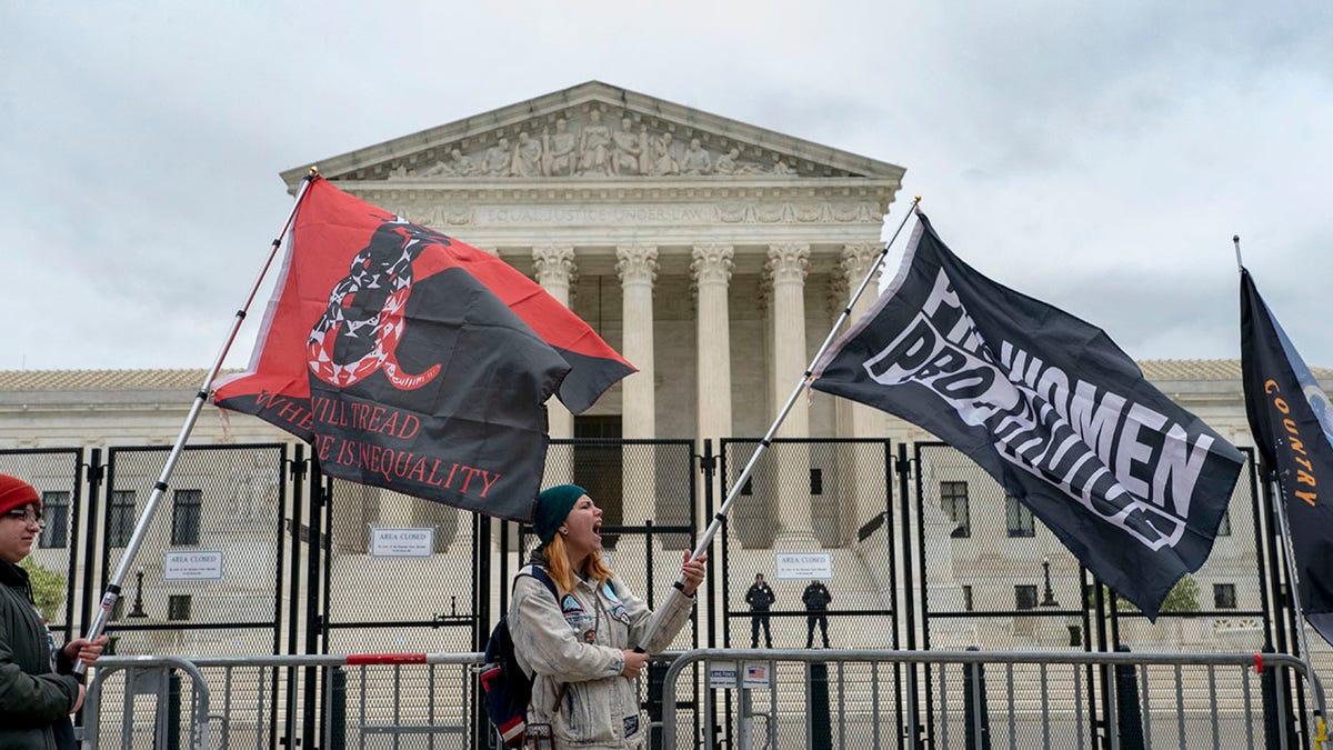 Abortion-rights protesters at the Supreme Court