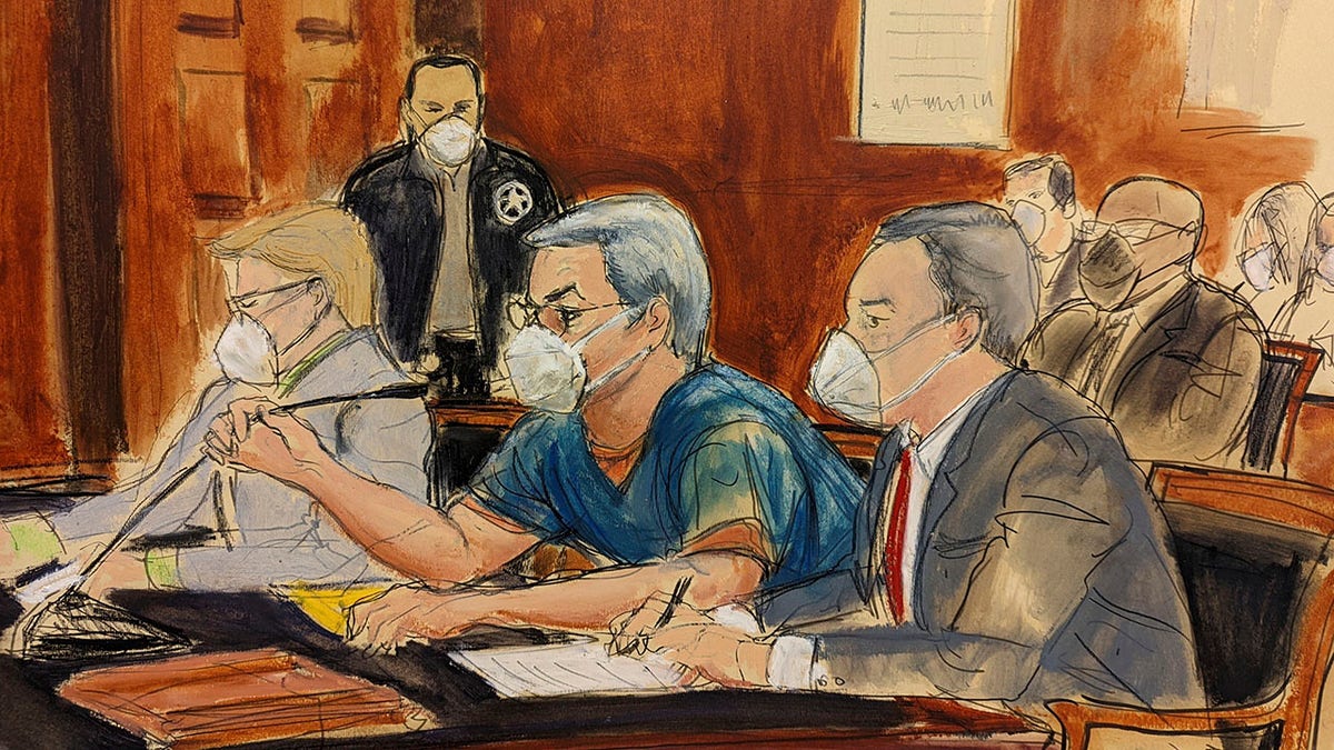 In this courtroom sketch, Juan Orlando Hernández, center, speaks into a microphone while pleading not guilty to drug trafficking and weapons charges flanked by his lead defense attorney Raymond Colon, right, Tuesday, May 10, 2022, in New York. The former Honduran president pleaded not guilty to charges that he received millions of dollars from 2004 to 2022 to support a drug trade that delivered hundreds of thousands of kilos of drugs to the U.S.