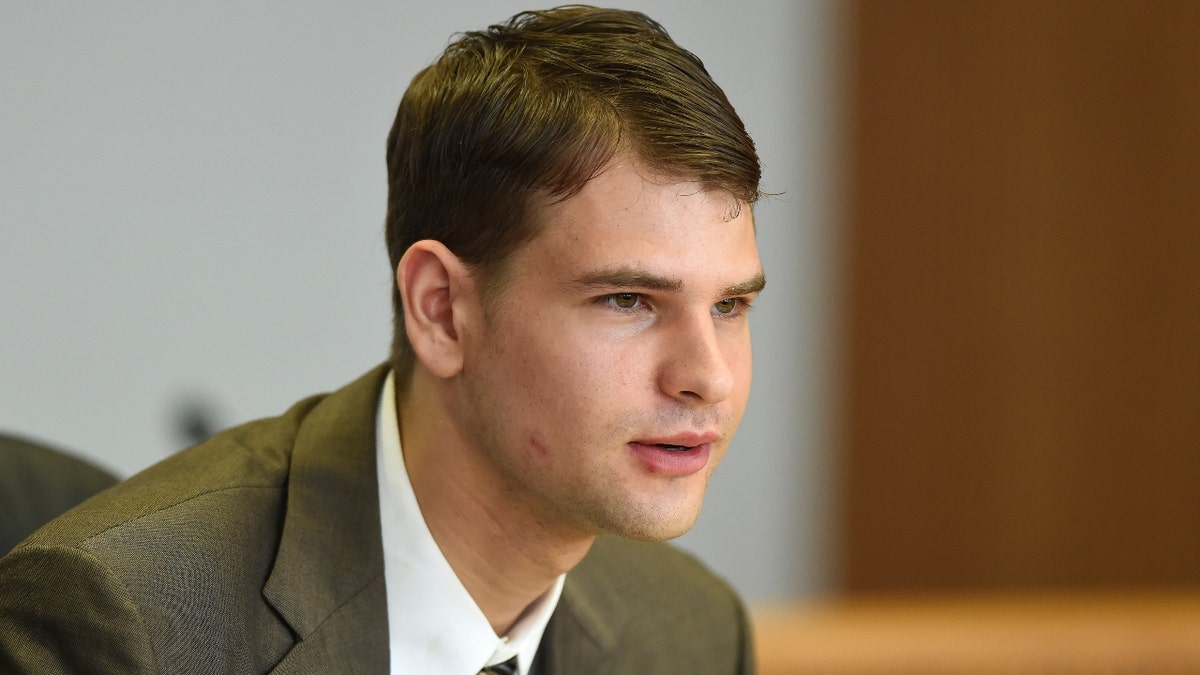 Nathan Carman speaks at a hearing in probate court, Tuesday, Aug. 7, 2018, in West Hartford, Conn. Carman, who was found floating on a raft in the ocean off the coast of Rhode Island in 2016 after his boat sank, has been indicted on charges alleging he killed his mother at sea to inherit the family's estate, according to the indictment unsealed Tuesday, May 10, 2022.