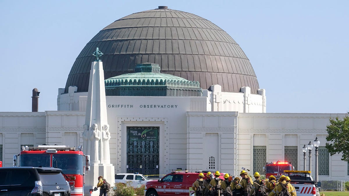 Los Angeles firefighters seen outside Griffith Observatory