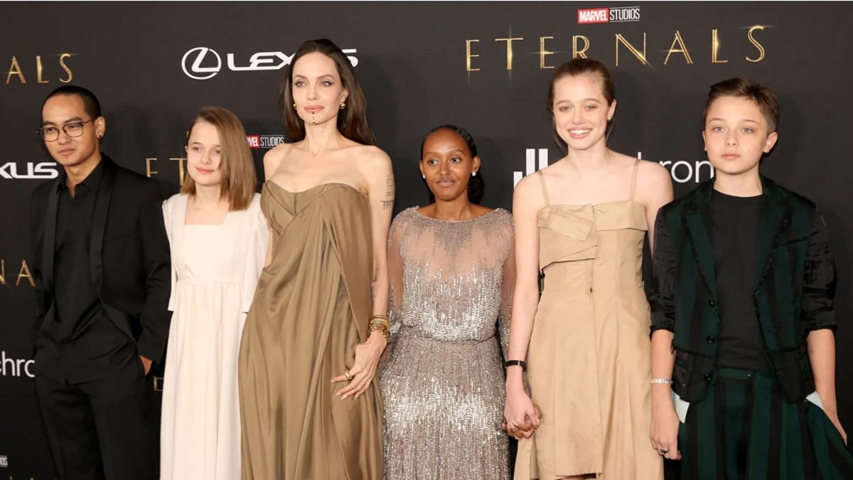 Angelina Jolie with her kids at Eternals premiere