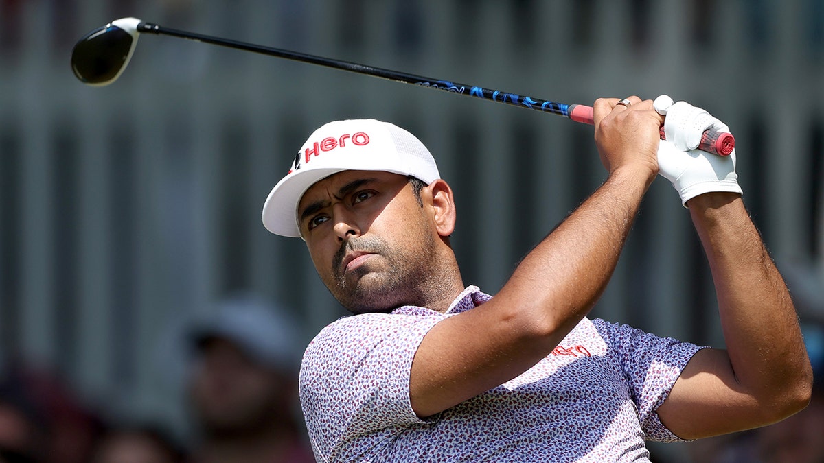 Anirban Lahiri swings a golf club