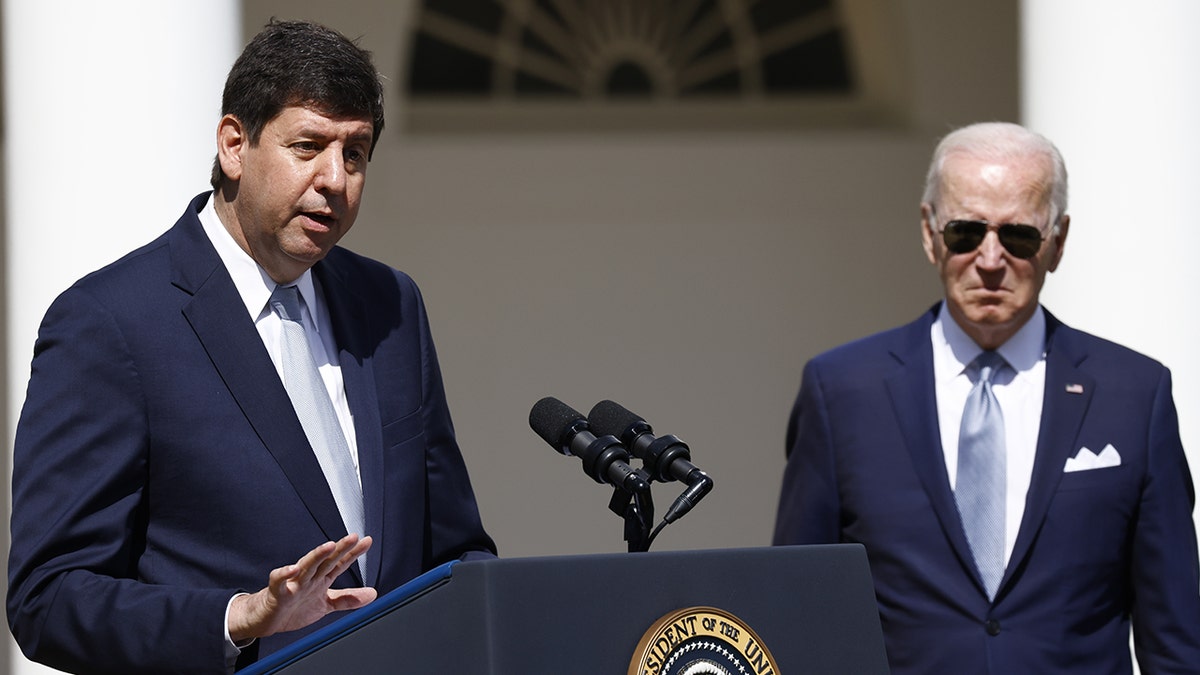 Bureau of Alcohol, Tobacco, Firearms and Explosives director nominee Steve Dettelbach appears with President Biden