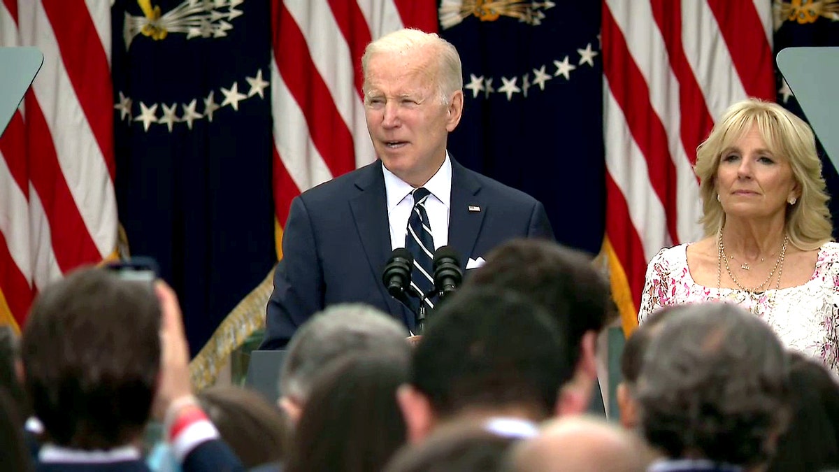 President Biden talked about students learning Spanish during a Cinco de Mayo event at the White House, Thursday, May 5, 2022.