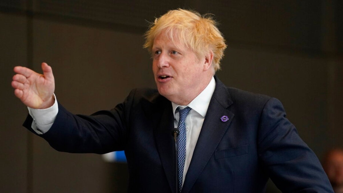 Britain's Prime Minister Boris Johnson speaking