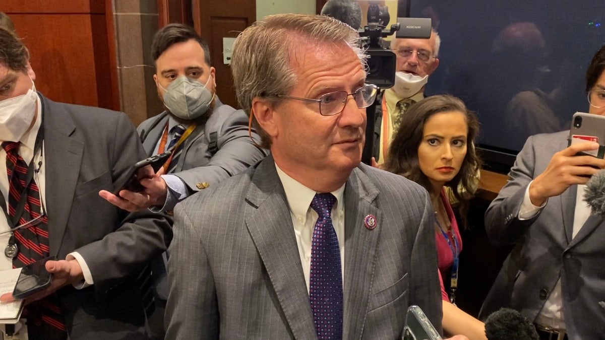 Rep. Tim Burchett discusses a House UFO hearing with reporters on May 17, 2022.