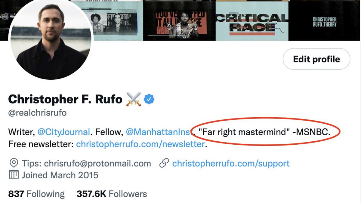 Chris Rufo's updated Twitter bio