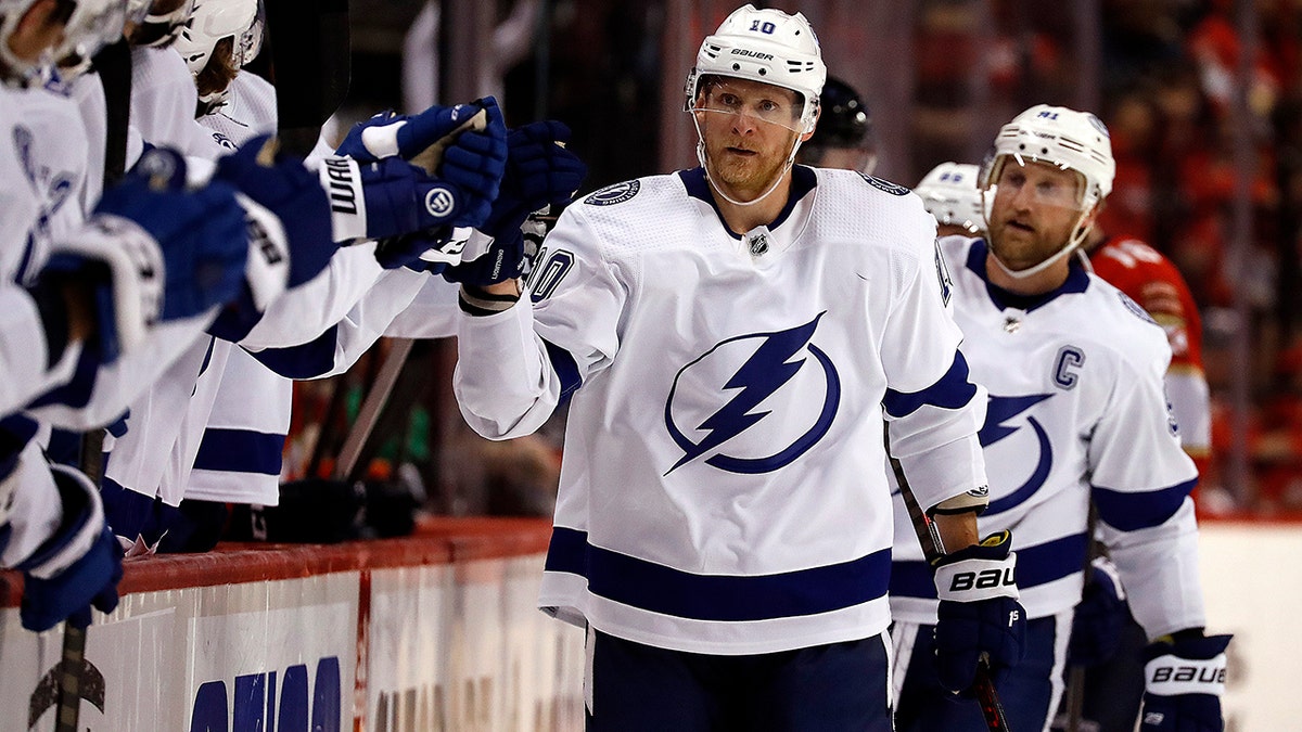 Lightning's Corey Perry fist bumps in Game 2 vs Panthers