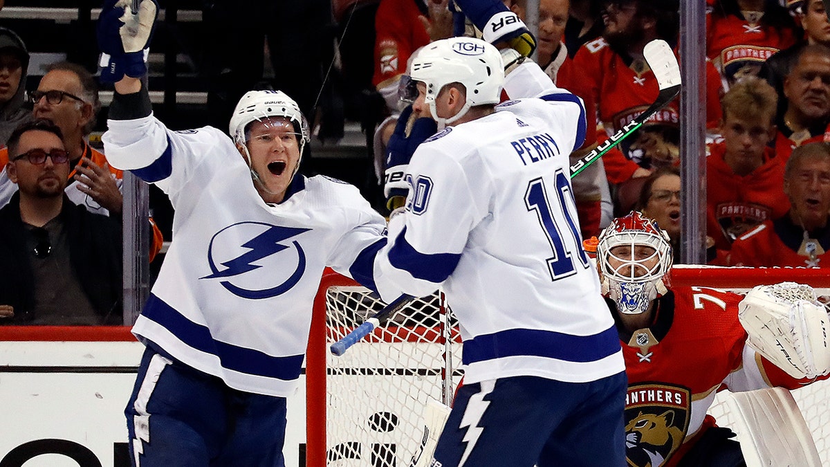 Lightning's Corey Perry celebrates vs Panthers Game 2