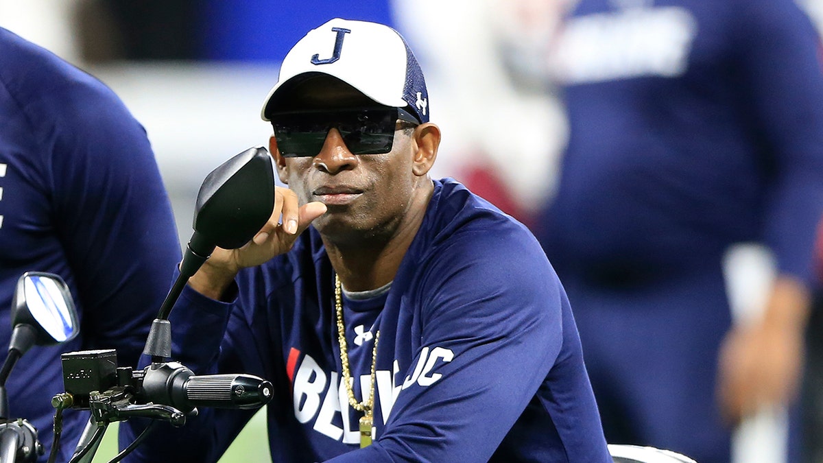 Deion Sanders coaches Jackson State in December 2021