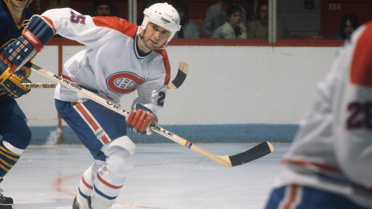 Doug Wickenheiser #25 of the Montreal Canadiens skates at the Montreal Forum in Montreal, Quebec, Canada.