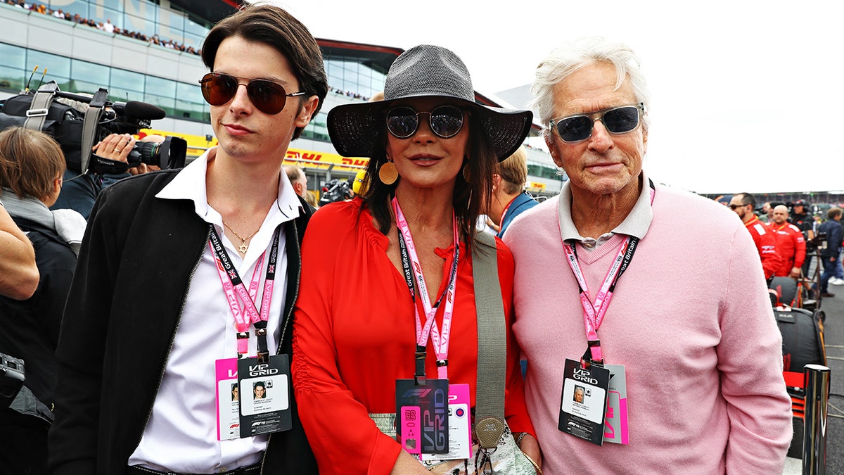 Michael Douglas Catherine Zeta-Jones and their son Dylan Douglas F1 Grand Prix of Great Britain Silverstone