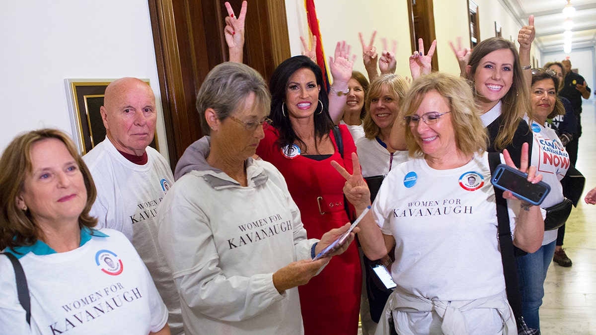 WASHINGTON, D.C. - OCTOBER 5: Penny Nance of Concerned Women for America leads a group of women supporting Judge Kavanaugh's nomination to the Supreme Court on October 5, 2018 in Washington, D.C. (Photo by Andrew Lichtenstein/Corbis via Getty Images)