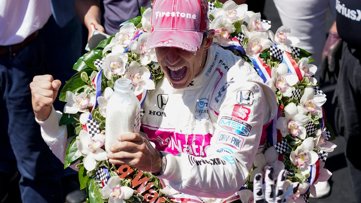 Helio Castroneves in Victory Lane